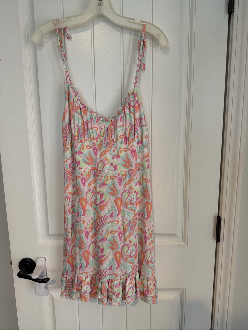 Floral Paisley Tie-Strap Sundress in Pink and Coral